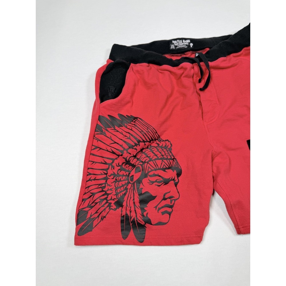Hustle Gang Shorts Mens XL Red Graphic Sweat Drawstring HG Logo Fleece‎ Casual - Picture 3 of 10